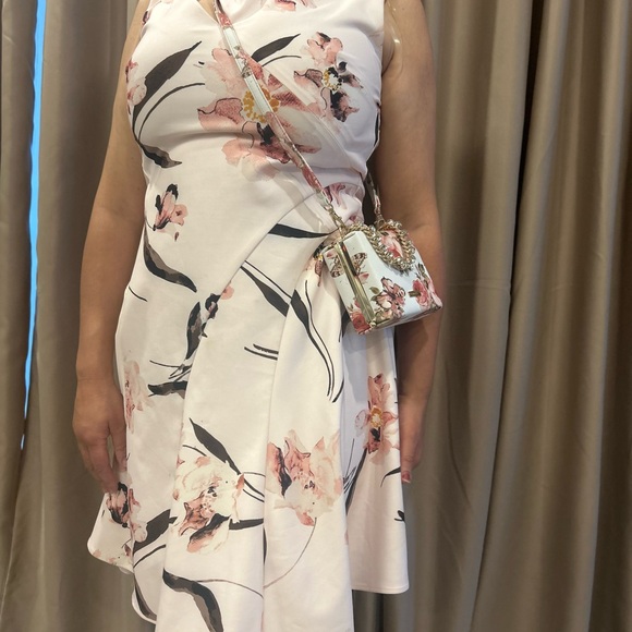 Le Chateau Pink Asymmetrical Fit and Flare Dress - Picture 1 of 4